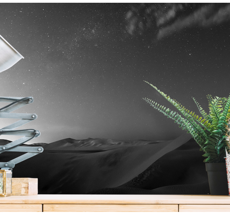 Mountain wall mural desert dunes at night - TenStickers