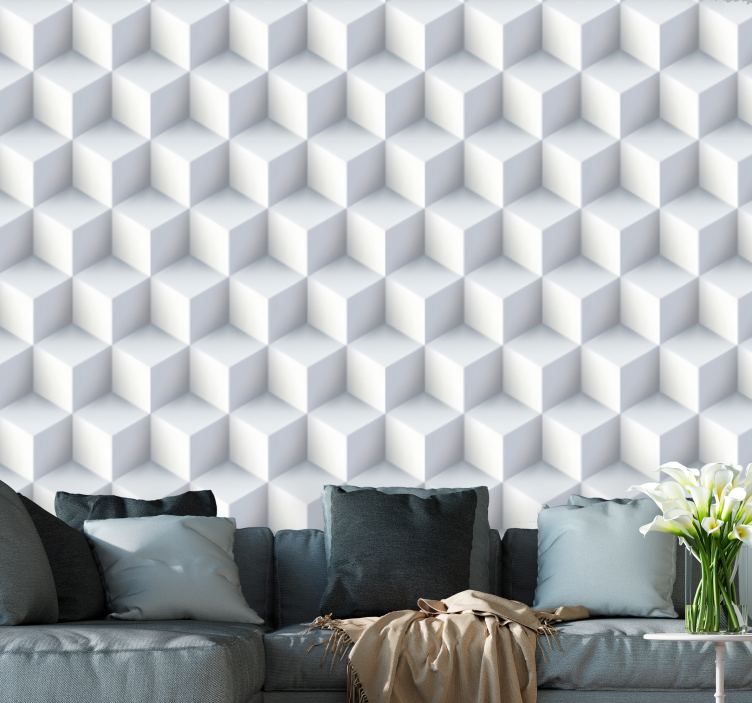 Multiple white cubes  3D Wall Mural - TenStickers