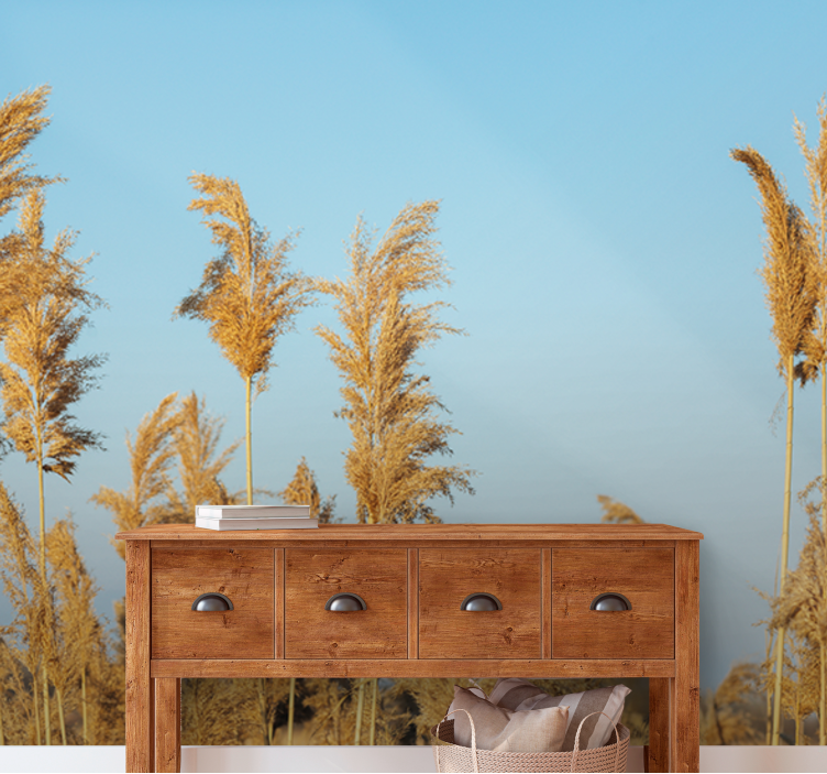 Nature wall mural golden grasslands design - TenStickers