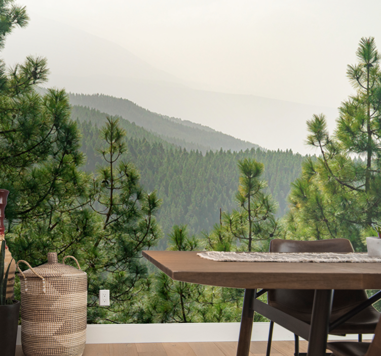 Nature wall mural lush greenery landscape - TenStickers