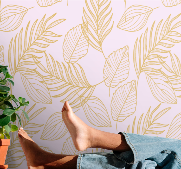 Nature wall mural sophisticated leaf designs - TenStickers