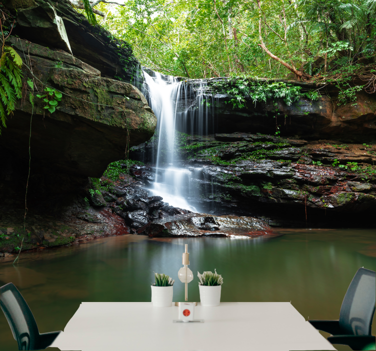 Nature wall mural tranquil waterfall scene - TenStickers