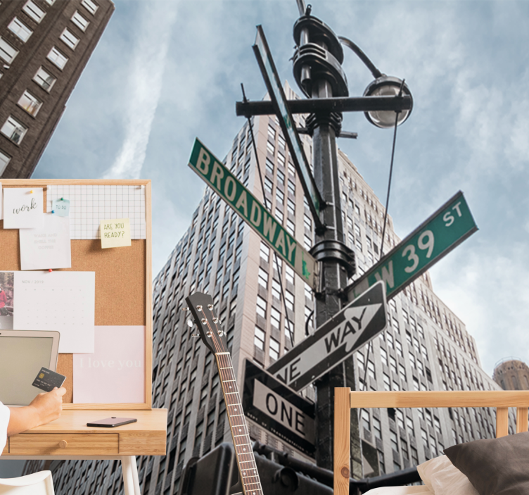 New york wall mural broadway street signs decor - TenStickers