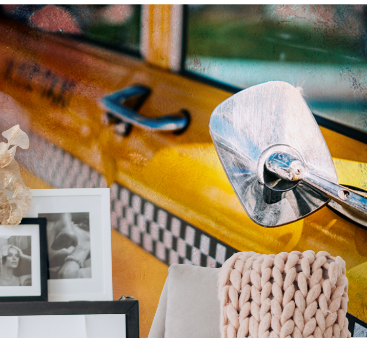 New york wall mural iconic yellow taxi - TenStickers