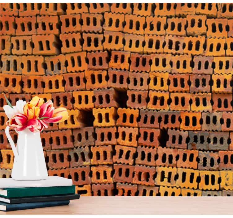 Orange terracotta bricks  brick wall mural - TenStickers