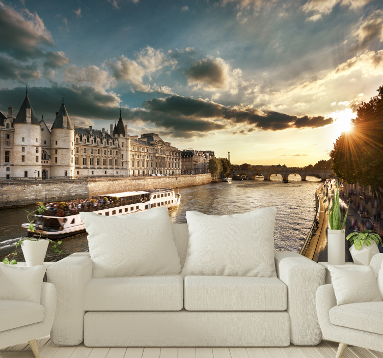 Paris trip on the Seine wall mural - TenStickers