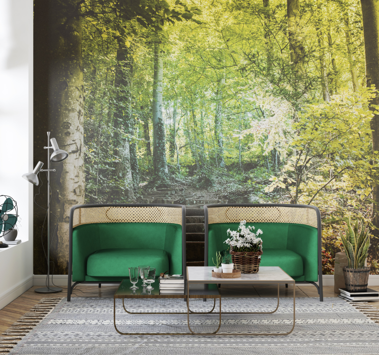 Path with stairs Forest Wall Mural - TenStickers