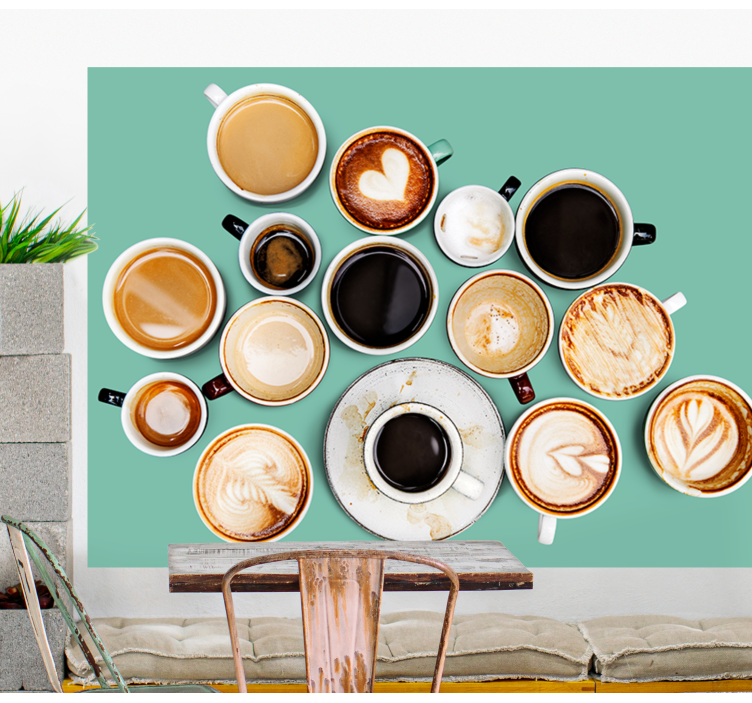 Phrase wall mural coffee cup collection - TenStickers