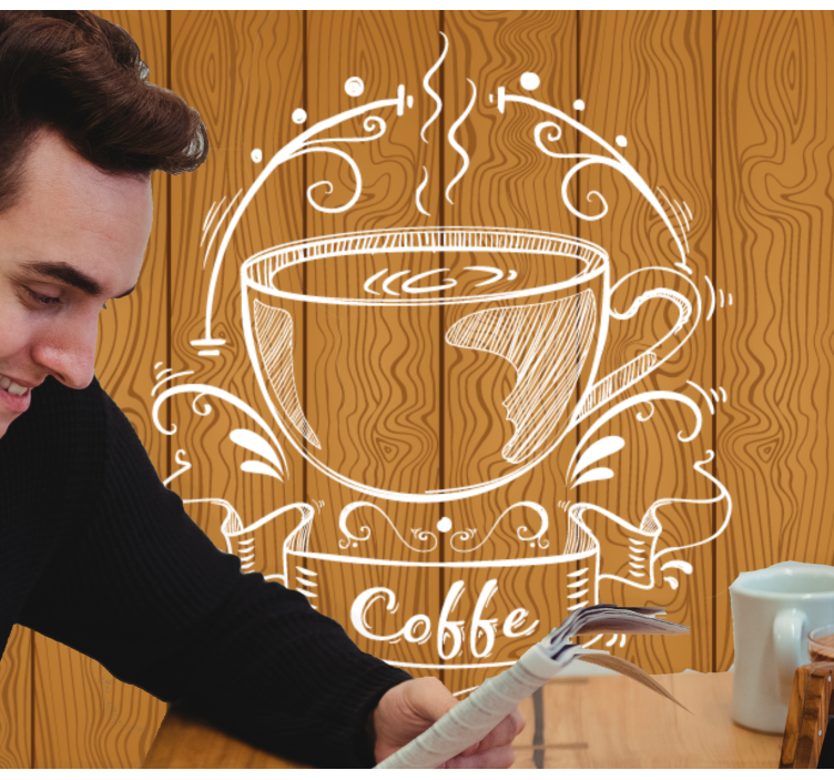 Phrase wall mural coffee cup design - TenStickers