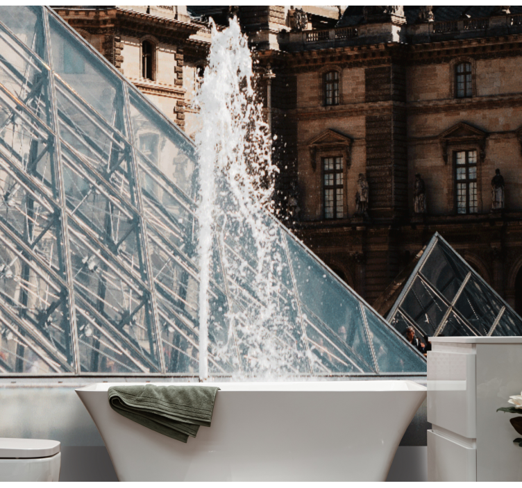 Pyramid fountain splash paris wall mural - TenStickers