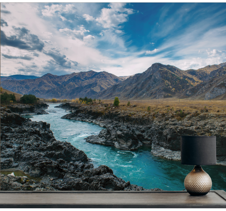 River Mountain Vista landscape wall mural - TenStickers