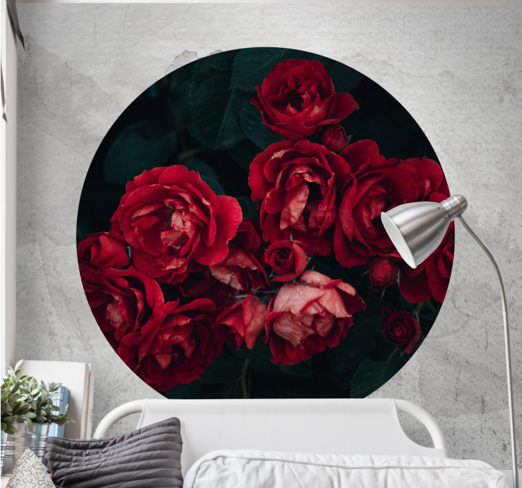 Rose wall mural red rose blooms - TenStickers