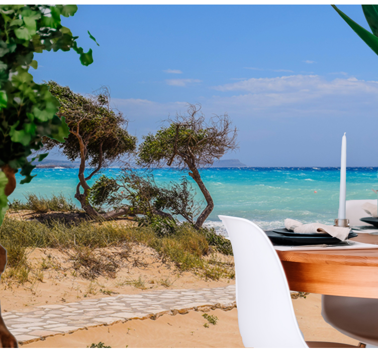 Serene scene path ocean wall mural - TenStickers