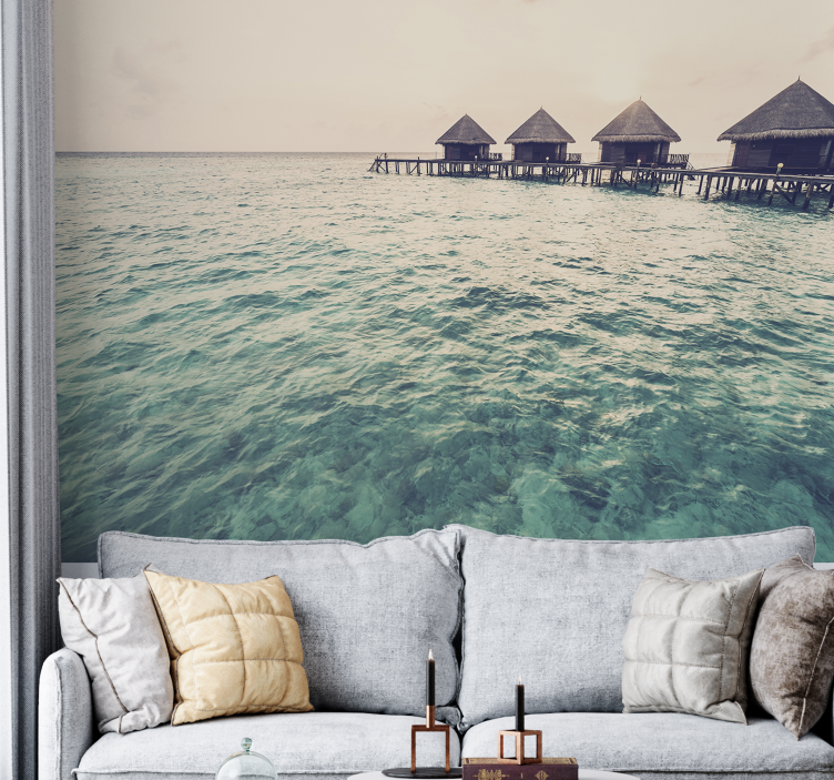 Serene Water Retreat lake wall mural - TenStickers
