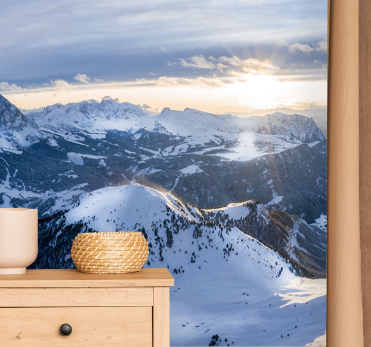 Snowy top over the clouds Mountain wall mural - TenStickers