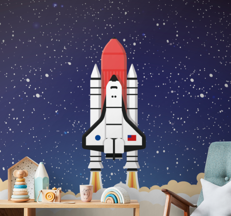 Space wall mural rocket launch adventure - TenStickers