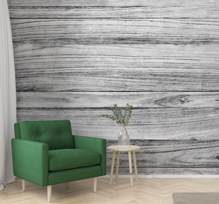 Stone wall mural textured grey wood - TenStickers