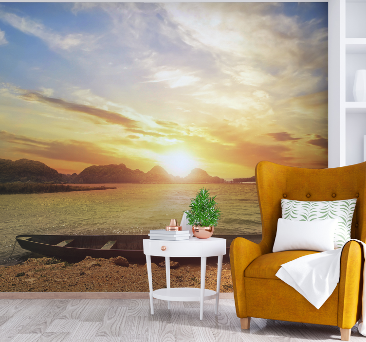Sunset beach landscape sea wall mural - TenStickers