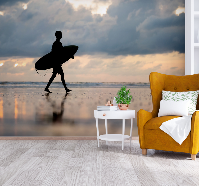 Surfer Silhouette ocean wall mural - TenStickers