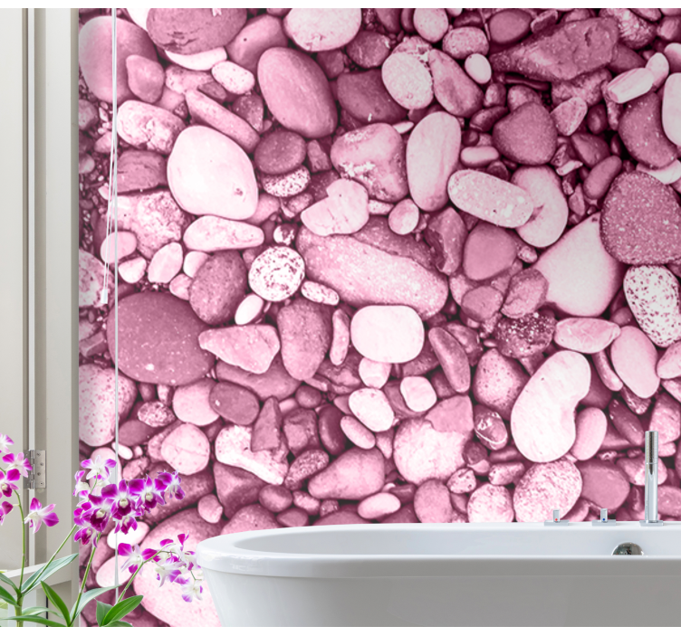 Pink pebble arrangement bathroom wall mural - TenStickers