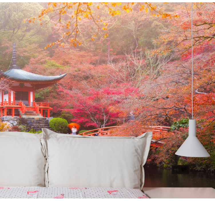 Tranquil garden pavilion landscape wall mural - TenStickers