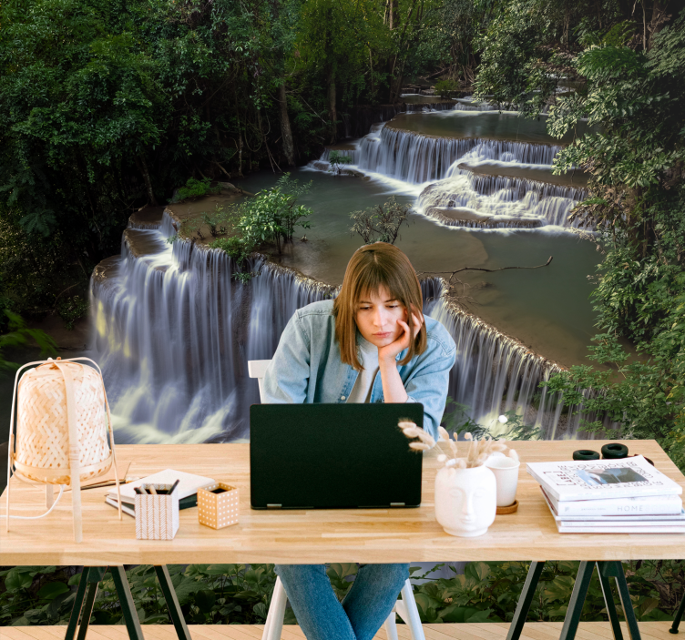 Tranquil Waterfall Retreat nature wall mural - TenStickers