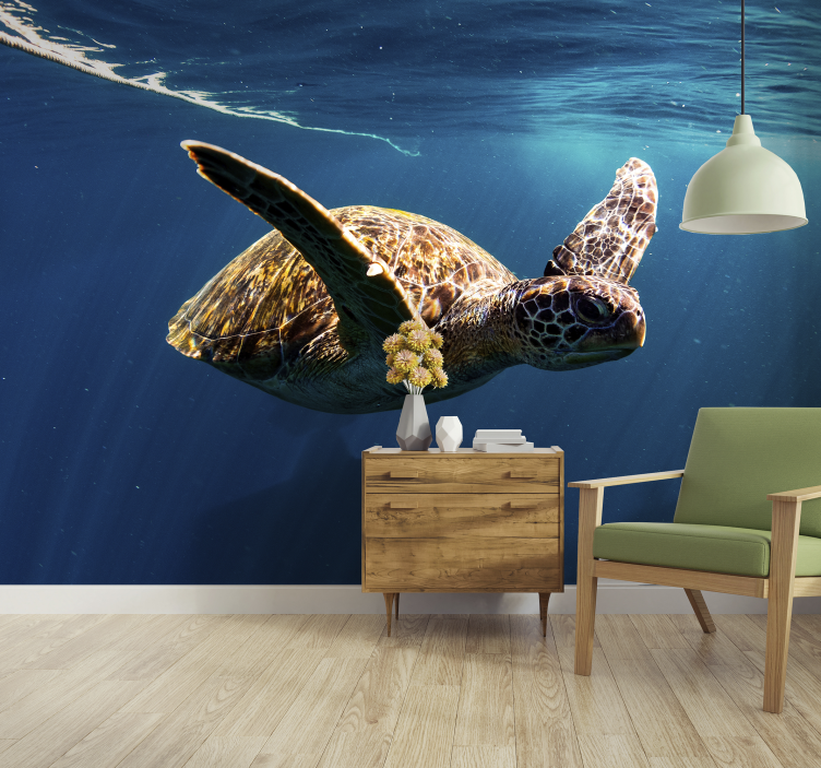 Turtle underwater wall mural - TenStickers