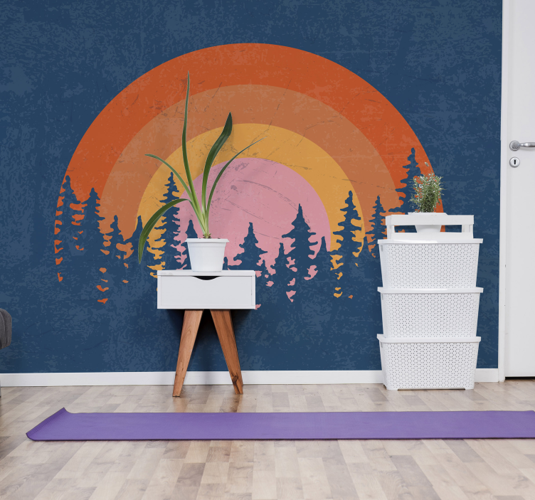 Vintage Sun rise up - tree mural - TenStickers