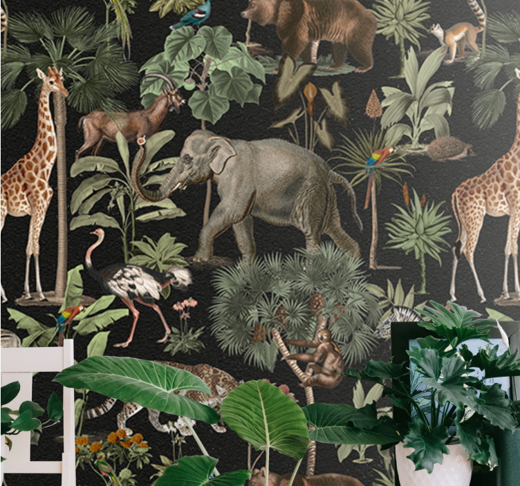 Tropical painting with animals and plants mural - TenStickers