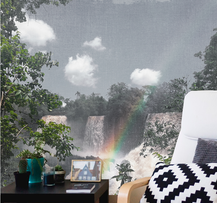 Waterfall wall mural rainforest waterfall scene - TenStickers