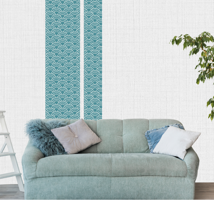 Wavy blue pattern texture wall mural - TenStickers