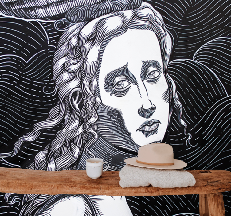 Woman black and white Classic Art Wall Mural - TenStickers