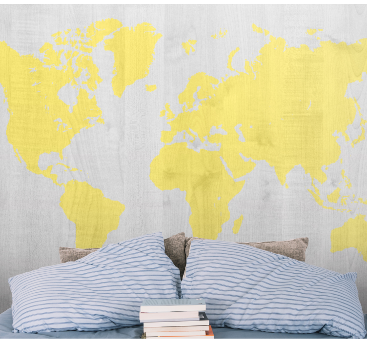 World map wall mural yellow world map - TenStickers