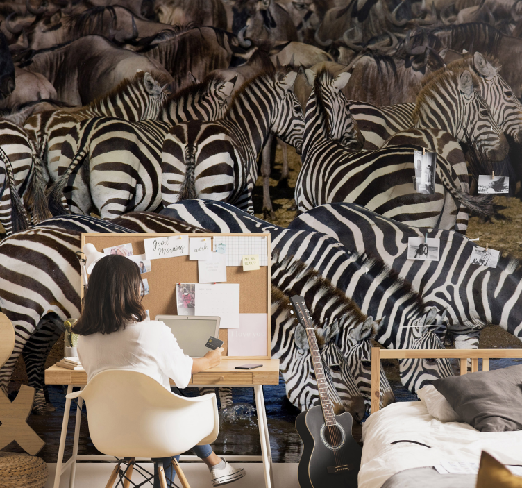 Zebras in Motion animal wall mural - TenStickers