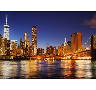 New York Manhattan at dawn skyline wall mural - TenStickers