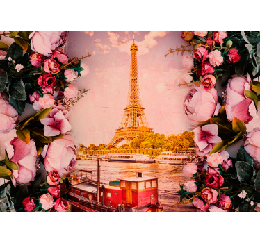 Eiffel tower and flowers paris wall mural - TenStickers