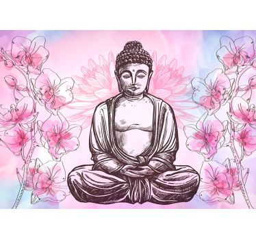Buddha surrounded by orchids zen photo wallpaper - TenStickers