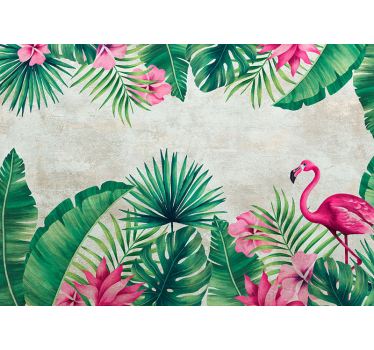 Flamingos and palms landscape wall mural - TenStickers