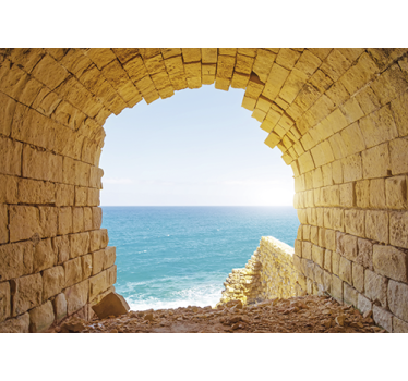 Cave with view to ocean living room mural - TenStickers
