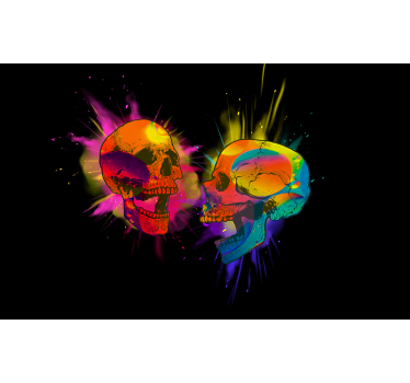 Wall mural punk colored skulls love wall mural - TenStickers