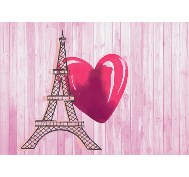 Eiffel tower with pink heart love wall mural - TenStickers