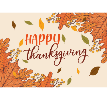 Happy Thanksgiving with leaves word wall mural - TenStickers