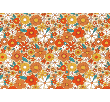 Multicolor 70's flowers vintage mural - TenStickers