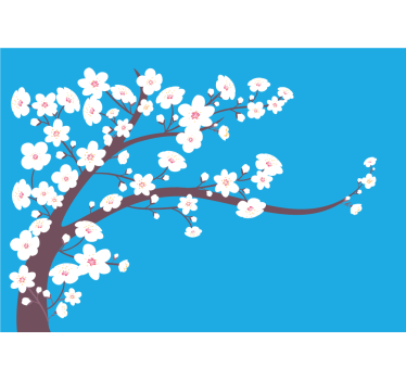 White flowers with blue background 3d mural wallpaper - TenStickers