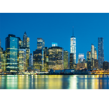 New york wall mural nyc skyline at night - TenStickers