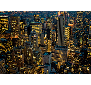 New york wall mural city skyline at night - TenStickers
