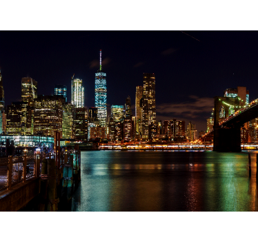 New york wall mural manhattan night scene - TenStickers