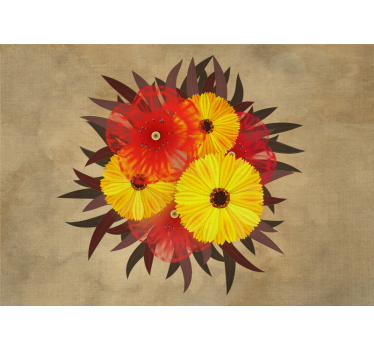 Flower wall mural lively blossom arrangement - TenStickers