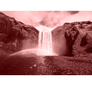 Soft Pink Mountain Waterfall waterfall mural - TenStickers