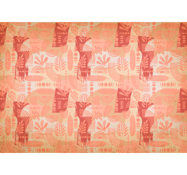 Pink and orange doodle pattern abstract mural - TenStickers